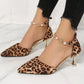 Summer Heels For Women Dressy Leopard Print High Heel Shoes Rhinestone Buckle Pointed Thin Heel Shoes Party Wedding Heels