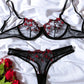 Lace Transparent Underwear Fairy Embroidery Brief Set