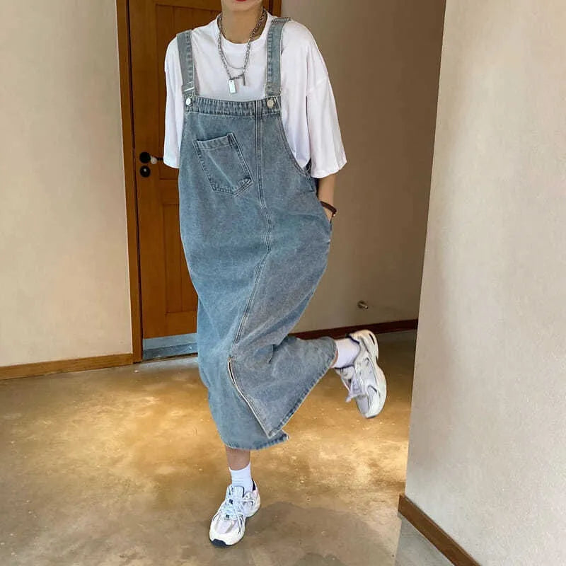 Denim Overall Dress Women Sleeveless Jeans Dresses Fashion Female Solid Slip Casual Loose Spaghetti Strap Dresses