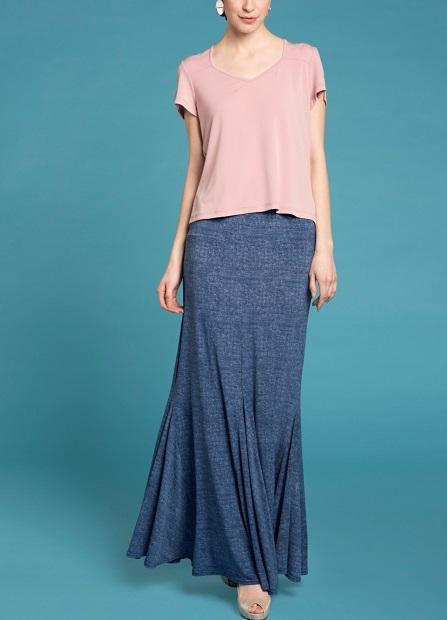 Maxi Skirt Denim Print