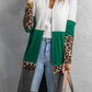 Colorblock Leopard Print Patchwork Knit Cardigan