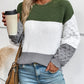 Color Block Round Neck Long Sleeve Sweater