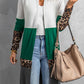 Colorblock Leopard Print Patchwork Knit Cardigan