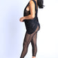 Sexy Sleeveless Lightweight Draped Mesh Jumpsuit Party Clubwear BLACK