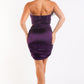 Corset-Detail Off-Shoulder Top & Matching Skirt Set Party Club PURPLE