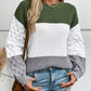 Color Block Round Neck Long Sleeve Sweater