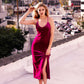 Elle Dress - Velvet slip dress with scooped back and thigh high slit