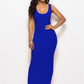 Elegant High Stretch Tank Robe Spring Summer Thin Long Dress  O-neck Sleeveless