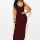 Elegant High Stretch Tank Robe Spring Summer Thin Long Dress  O-neck Sleeveless