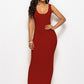 Elegant High Stretch Tank Robe Spring Summer Thin Long Dress  O-neck Sleeveless