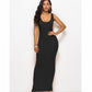Elegant High Stretch Tank Robe Spring Summer Thin Long Dress  O-neck Sleeveless