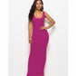 Elegant High Stretch Tank Robe Spring Summer Thin Long Dress  O-neck Sleeveless