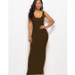 Elegant High Stretch Tank Robe Spring Summer Thin Long Dress  O-neck Sleeveless