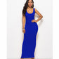 Elegant High Stretch Tank Robe Spring Summer Thin Long Dress  O-neck Sleeveless