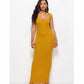 Elegant High Stretch Tank Robe Spring Summer Thin Long Dress  O-neck Sleeveless