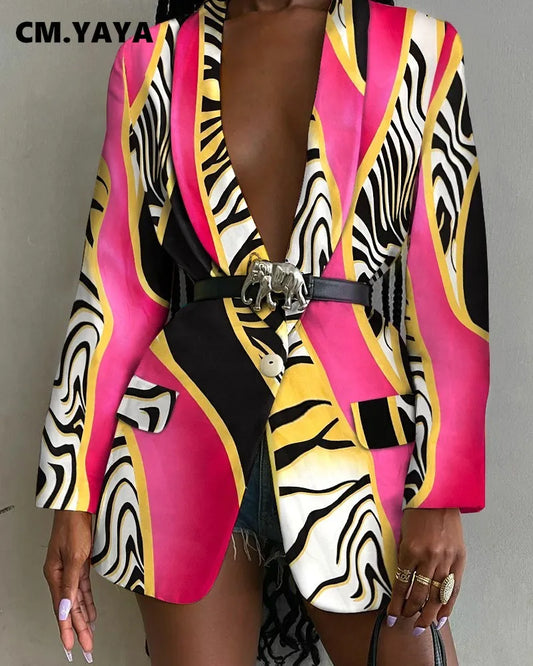 Tie Dye Print Straight Coat Blazer