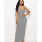 Elegant High Stretch Tank Robe Spring Summer Thin Long Dress  O-neck Sleeveless