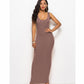 Elegant High Stretch Tank Robe Spring Summer Thin Long Dress  O-neck Sleeveless