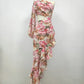 Slanted Shoulder Floral Irregular Ruffle Dress