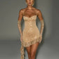 Elegant Strapless Ruffle Sexy Mini Dress