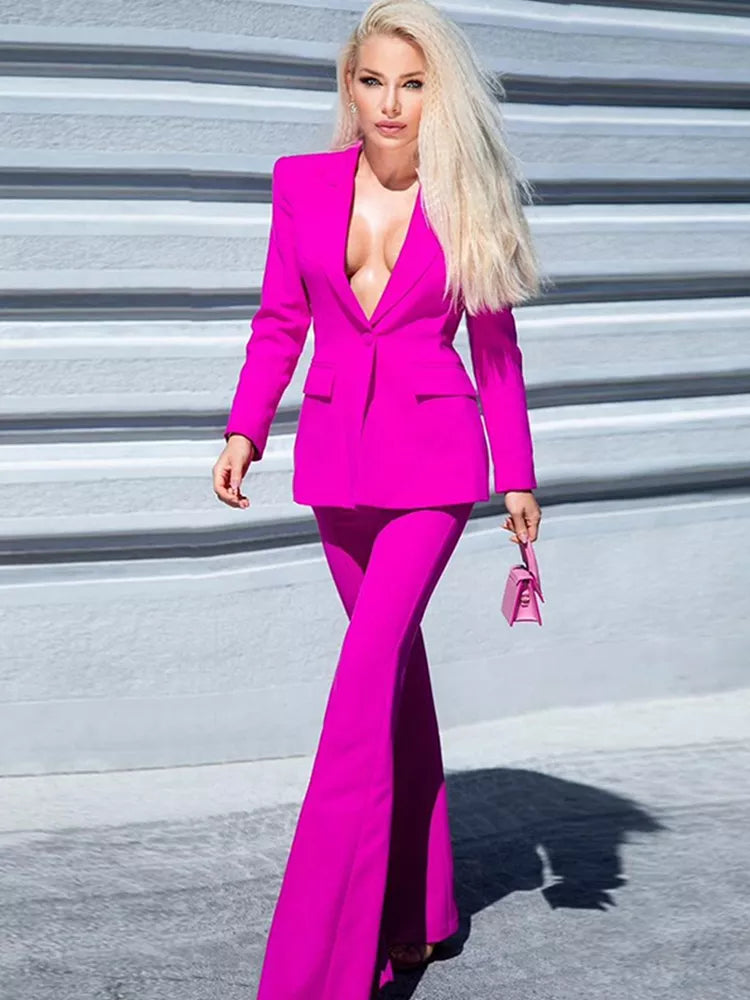 Blazer Pantsuits Two Piece Set