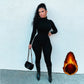 Solid Black/Gray Long Sleeve Jumpsuit