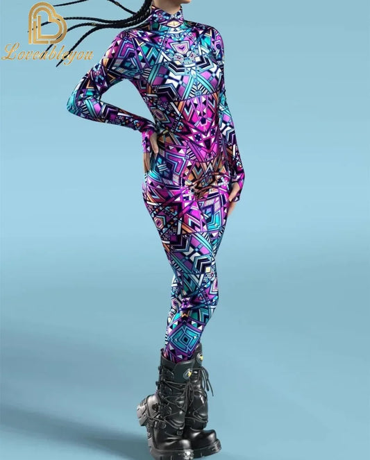 Fish Scale Multicolour 3D Printing Bodysuit