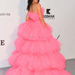 Fuchsia Dress High Low Strapless Tiered Pleat Tulle