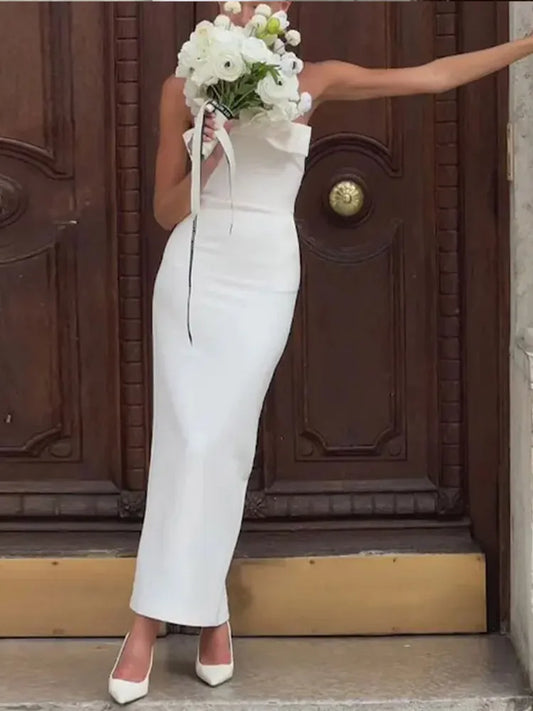 Strapless Dress White Midi Dress