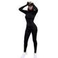 Solid Black/Gray Long Sleeve Jumpsuit
