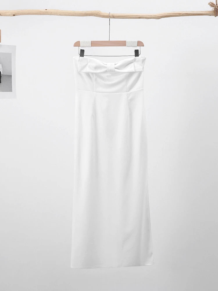 Strapless Dress White Midi Dress