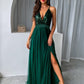 V-Neck Sequined Elegance - Backless Cocktail Charm