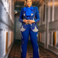Luxury Blue Women Suit Set Blazer+Pants 2 Pieces