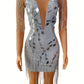 Silver Mirror Crystal Chain Mesh Dress