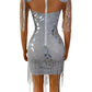 Silver Mirror Crystal Chain Mesh Dress